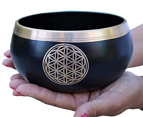 Tibetan Flower Of Life Singing Bowl Mallet Cushion Set ~ For Meditation, Yoga, Spiritual Healing and Mindfulness ~ Extra Large