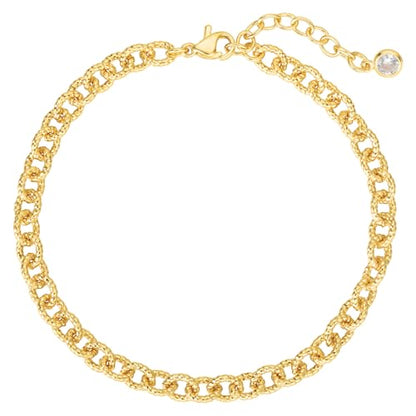 WEARON Gold Bracelet for Women 14K Gold Plated Snake Herringbone Figaro Cuban Bead Paperclip Cable Box Chain Simple Jewelry - style: Moire Chain