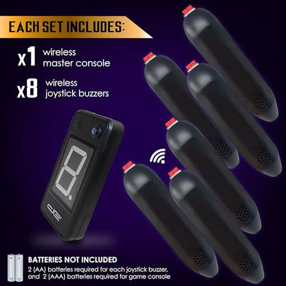 Digital Energy Wireless Handheld Game Buzzer System - Console Displays First Buzz-in - Great for Jeopardy, Family Feud, Trivia and Buzz Games - 8 Joystick Buzzers - size: 8 Player