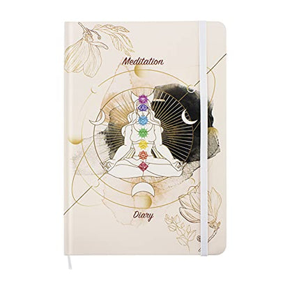 DigiTizerArt Chakra Meditation journal Leather Hardcover | 120Gsm Thick Paper Journal Chakras Diary Yoga Notepad Spiritual Spiral Notebook