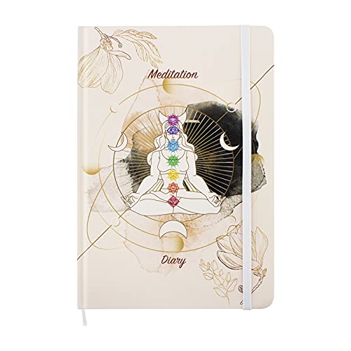DigiTizerArt Chakra Meditation journal Leather Hardcover | 120Gsm Thick Paper Journal Chakras Diary Yoga Notepad Spiritual Spiral Notebook