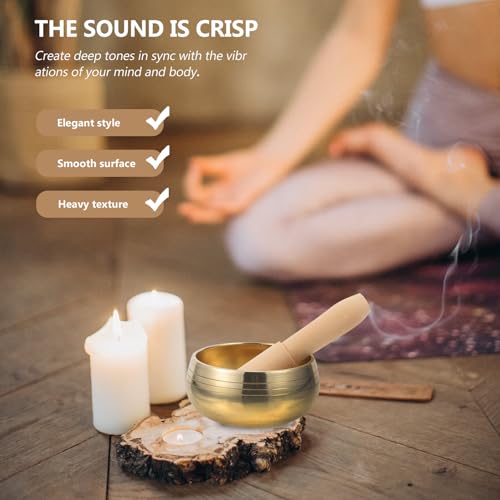 FRCOLOR Handmade Tibetan Singing Bowl with Mallet for Meditation and Yoga Relaxation Sound Bowl for Mindfulness Stress Relief Meaningful Present for Men and Women