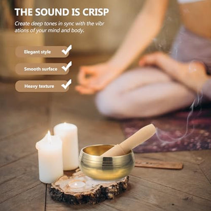 FRCOLOR Handmade Tibetan Singing Bowl with Mallet for Meditation and Yoga Relaxation Sound Bowl for Mindfulness Stress Relief Meaningful Present for Men and Women