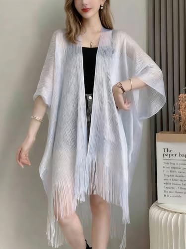 Sparkle Metallic Evening Shawls for Women formal Party Dresses Beach Travel Cardigan Shawl Wrap for Swimsuit - color: F-white