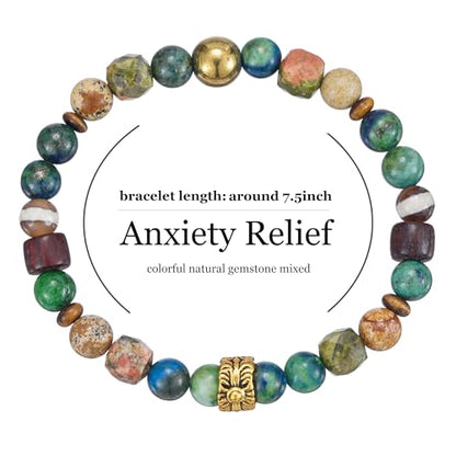 Boho Bead Bracelet for Women, Handmade Natural Stone Gold Silver Beaded Colorful Bracelets Trendy Jewelry Gifts for Lover, Mom, Friends - color: Gold