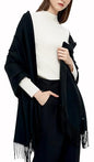 Pashmina Shawls and Wraps Scarfs for Women Wedding Party Winter Warm Long Solid Color - color: Black