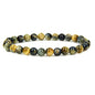Angelstones Handmade Natural Healing Gemstone 6mm Round Beads Stretch Crystal Bracelet 7 Inch Unisex - color: Golden Blue Tiger Eye