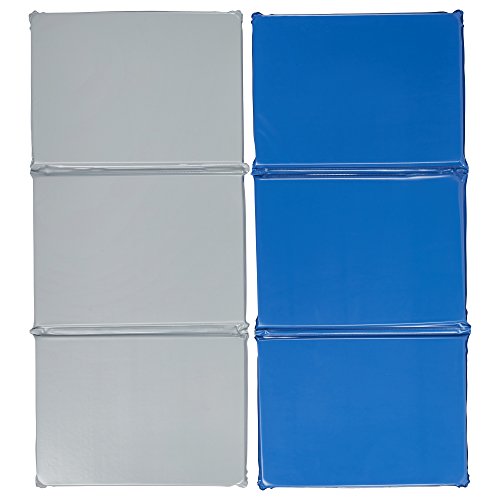 ECR4Kids Everyday Folding Rest Mat, 3-Section, 1in, Sleeping Pad, Blue/Grey, 5-Pack