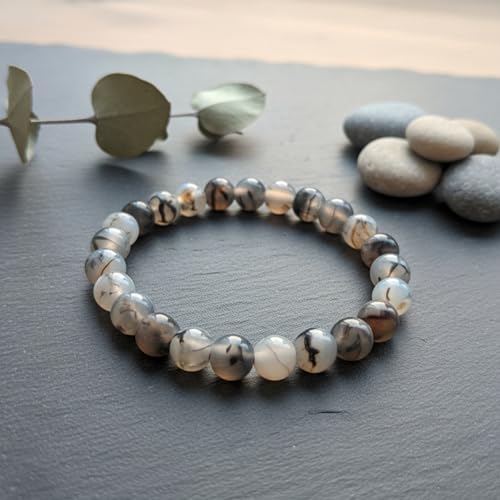 The Alchemist's Arcanum Adjustable Beaded Wrist Accessory for Men and Women, Stretch Fit Stone Bead Jewelry for Daily Wear and Gifting - color: Larvakite