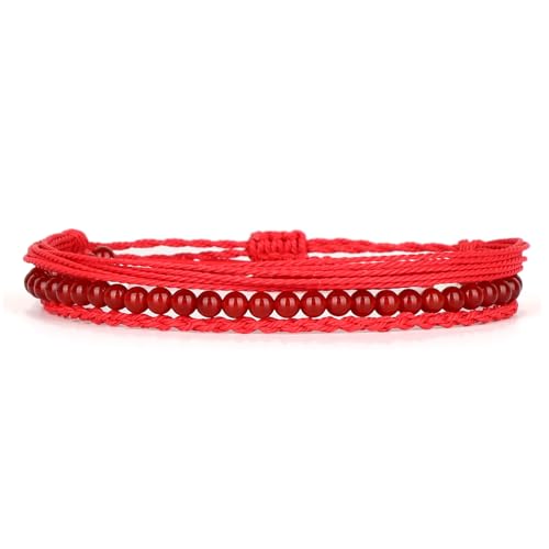 QOGIR Handmade Healing Bracelet,6mm Natural Gem Stone Bracelet rope bracelet - color: Carnelian( Vitality and Energy), size: 4mm