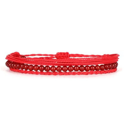 QOGIR Handmade Healing Bracelet,6mm Natural Gem Stone Bracelet rope bracelet - color: Carnelian( Vitality and Energy), size: 4mm