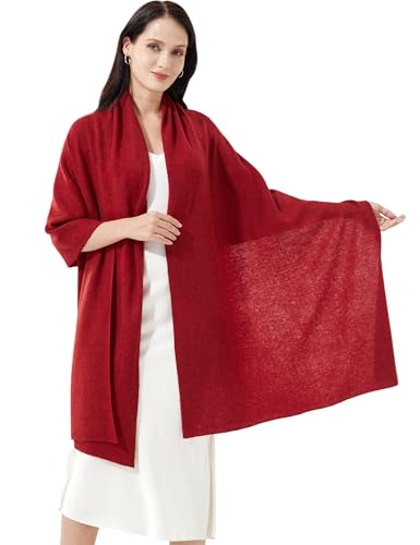 Soft Cashmere Blend Wrap Chic Scarf Stole for Women Wayfarer Travel Extra Large 87"x28" - color: Rust Red