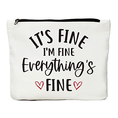 Inspirational Gifts for Women, Positive Inspirational Quotes Makeup Bag - Uplifting Encouragement Gifts for Women, Girls, Teens, Daughter, BFF, Best Friend - It's Fine I'm Fine Everything's Fine - color: multi595