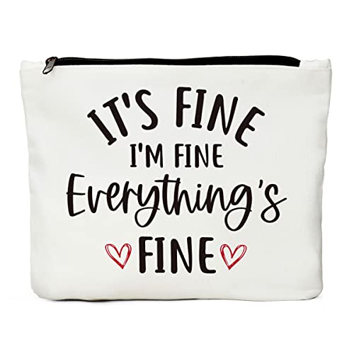 Inspirational Gifts for Women, Positive Inspirational Quotes Makeup Bag - Uplifting Encouragement Gifts for Women, Girls, Teens, Daughter, BFF, Best Friend - It's Fine I'm Fine Everything's Fine - color: multi595