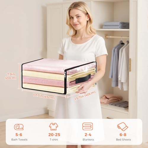 SpaceWhisper 6 Pack Clear Storage Bags, Plastic Blanket Storage Bags with Zipper and Handle, Moving Bags for Comforter, Bedding & Clothes, Closet Organizer and Under Bed Storage (17.7x15.7x7.9 Inch) - size: 17.7 x 15.7 x 7.9 Inch