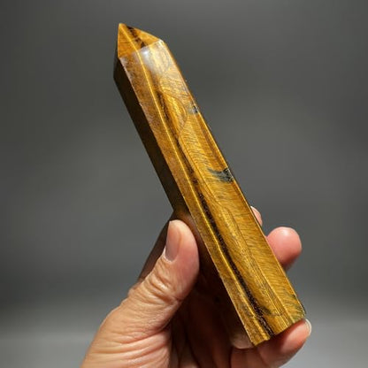 Natural Tiger Eye Stone Crystal Point Wand 5.9 Inch Reiki Healing Crystal Wand for Reiki Chakra Balancing Meditation & Spiritual Energy Therapy(5.9inch Wand Tiger Eye Stone) - color: 5.9inch Wand Tiger Eye Stone