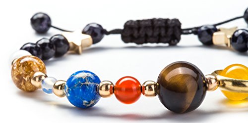 Fesciory Women Solar System Bracelet Universe Galaxy The Eight Planets Guardian Star Natural Stone Beads Bracelet Bangle Gifts - color: Blue Sandstone(Adjustable)