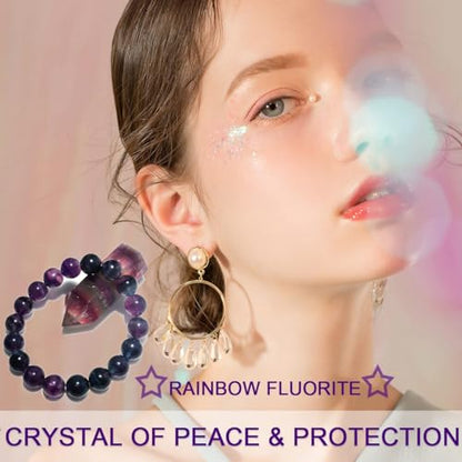 Single-pack of pure gemstone bracelets… - color: Fluorite-10MM