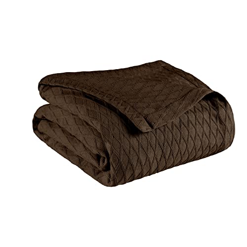 Superior Diamond Weave All-Season Cotton Blanket, Cover for Home, Couch, Bed, Soft, Warm Blankets, Boho Aesthetic, Comfy, Cozy, and Cute Covers, Decorative Bedding Essentials, Full/Queen, Chocolate - color: Chocolate, size: Full/Queen