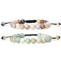 Bivei Natural Gemstone Semi Precious Crystals Handmade Stretchy Round Beads Bracelet, Enhance Positive Energy(Adjustable Bamboo Leaf Agate & Amazonite(Good Luck) Adjustable(6.9-8.5'))