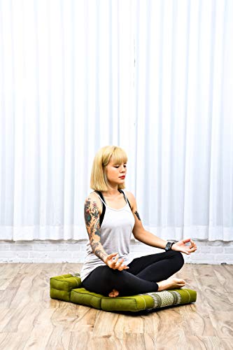Leewadee Foldable Floor Mattress – 2 in 1 Floor Meditation Mat for Yoga and Relaxation, Seating Futon with Kapok - color: Sf17 - Green