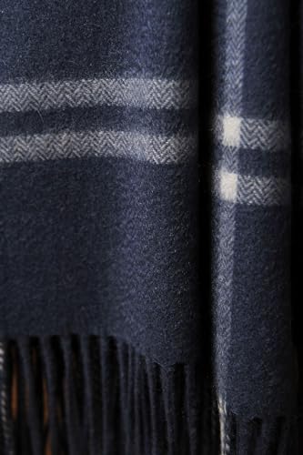 CUDDLE DREAMS Premium Cashmere Throw Blanket with Fringe, Luxuriously Soft (Plaid Blue) - color: Plaid Blue