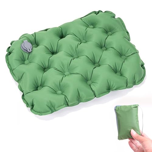 Inflatable Seat Cushion,16 Inch Portable Lightweight Waterproof Stadium Seat Pad, Inflatable Seat Cushion for Air Travel,Hiking, Office, Car, for Pressure Relief No Pump Needed - color: Green