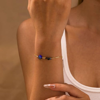Triple Threat Protection Bracelet for Women,Evil Eye Natural Healing Crystal Beaded Bracelet for Protection - style: Triple Threat Bracelets (Link)