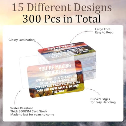 Motiskyy 300 Pcs Motivation Inspiration Affirmation Cards, Recovery Encouragement Cards 3.5 x 2 Inch Positive Inspirational Hope Quotes Card Sobriety Recovery Greeting Gifts for Men Women(Landscape)