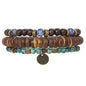 Puka Shell Bracelet for Men Wooden Bracelets Turquoise Stack Beaded Minimalist Trendy Jewelry for Friend Gift - style: 3pcs-Coin