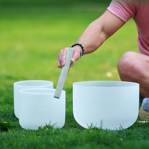 TOPFUND 6-12 inch 440Hz Chakra Set of 7 Crystal Singing Bowls with Heavy Duty Carrying Case and Singing Bowl Mallets - color: 440Hz Set of 7 Bowls, size: 6-12 inch