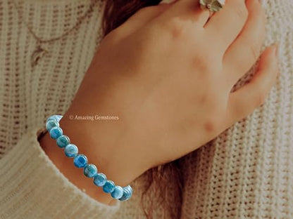 Amazing Gemstone Crystal Bracelet for Women Men's Gifts - Protection Healing Crystal Bracelet - 8mm Gemstone Beaded Stretchable Bracelet Pulseras Para Hombres Mujer Stocking Stuffers Mothers Day Gift (Apatite) - color: Apatite