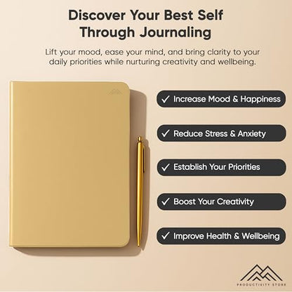 Best Daily Journal for Men & Women - Gratitude, Manifestation & Guided Journal with Prompts for Personal Growth (A5, Cream) - PRODUCTIVITY STORE - color: Cream