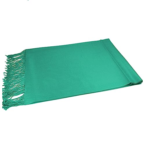 Glory Max Women Large Soft Silky Pashmina Shawl Wrap Scarf in Plain Solid Colors - color: Teal
