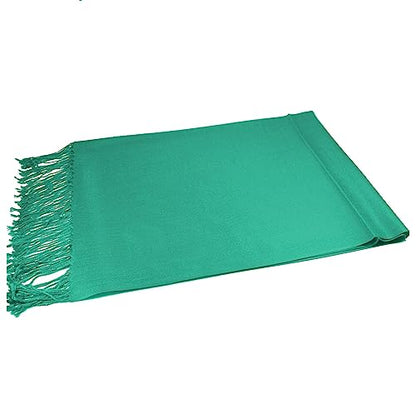 Glory Max Women Large Soft Silky Pashmina Shawl Wrap Scarf in Plain Solid Colors - color: Teal