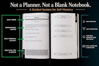 Self Mastery Journal for Men | 12-Week Guided System for Gratitude, Mindfulness & Habit Building with Structured Daily Prompts | Build Discipline & Mental Clarity | A5 Vegan Leather Hardcover | Gift-Ready