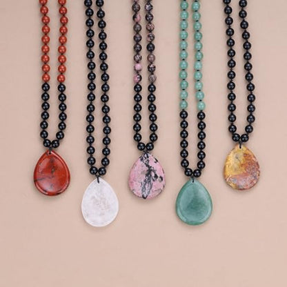 COAI Thumb Worry Stones Necklace for Men Women, Handmade 108 Mala Beaded Necklace for Women Men 8MM - style: Onyx & Green Aventurine