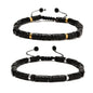 Mixed Gemstone Adjustable Braided Beaded Bracelet for Women, 2x4mm Heishi Disc Natural Healing Stone Summer Beach Jewelry, Yoga Gift for Her - color: Black Lava Rock Stone