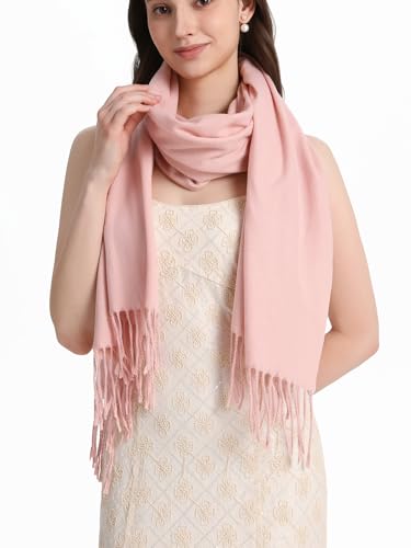 Pashmina Shawl and Wraps for Evening Dresses Resemble Cashmere Scarf for Women Wedding Winter Warm Shawls - color: Pink