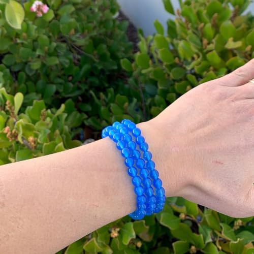 Adabele 1pc Natural Stretch Gemstone Bracelet 6mm (0.24 Inch) Bead 7" 7.5" 8 inch Healing Crystal Quartz Energy Chakra Jewelry Women Birthday Gift - color: Blue Agate, size: 7 inch