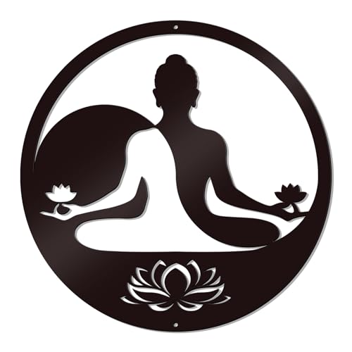 KOYILTD Black Metal Zen Wall Art Buddha Wall Decoration Spiritual Meditation Decor Zen Room Decor Lotus Wall Decor For Bedroom Living Room Yoga Studio Office (Tai Chi)