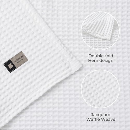 Lightweight Cotton Waffle Blanket Queen Size, Modern Two-Tone Check Pattern, Soft & Breathable for Bed, Couch, Sofa, All Seasons –Bright White, 90"x90" - color: Bright White, size: Queen