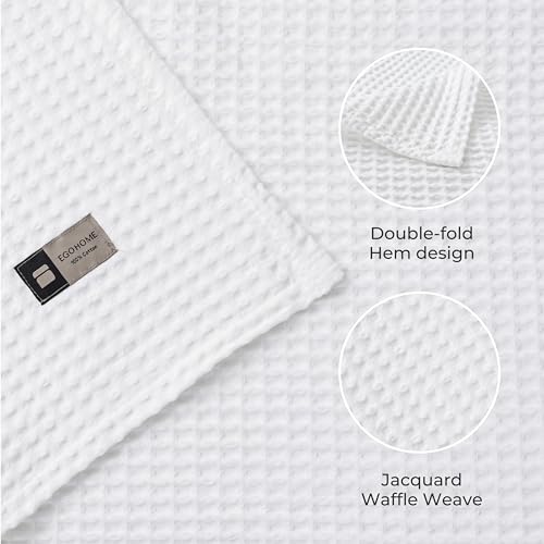 Lightweight Cotton Waffle Blanket Twin Size, Modern Two-Tone Check Pattern, Soft & Breathable for Bed, Couch, Sofa, All Seasons – Bright White, 60"x80" - color: Bright White, size: Twin