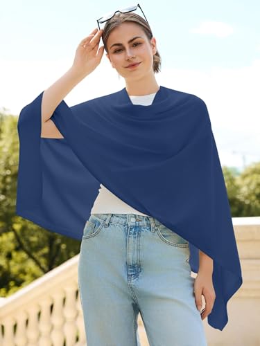 Lacretazhi Women'S Shawl Wraps Poncho Sweater Lightweight Knit Scarf With Buttons Versatile Cape Cardigan Spring Summer Fall - color: Ruby Blue