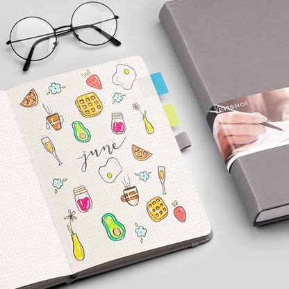 EMSHOI Dotted Journal Notebook, 256 Pages, 120 GSM Thick Paper, A5 Small 5.75"x8.38", PU Leather Hardcover, 5mm Dot Grid Notebook for Journaling, Planning, Drawing, Writing, Dark Grey - color: Dark Grey, size: A5-Dotted