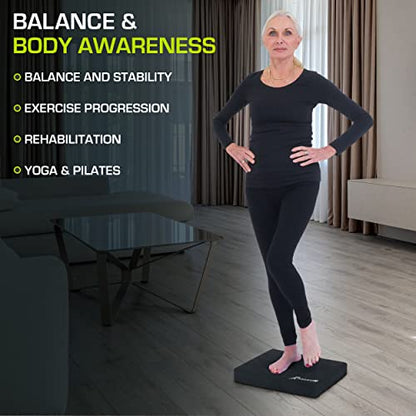 ProsourceFit Exercise Balance Pad, Non-Slip Cushioned Foam Mat & Knee Pad for Fitness and Stability Training, Yoga, Physical Therapy - color: Black, size: L - (15.5" x 12.75") (Pack of 8)