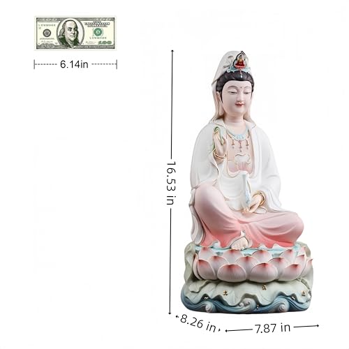 Top Ceramic Guan Yin Statue - Handmade Quan Yin, Kwan Yin, Quan Am, Kuan Yin for Meditation Altar, Female Buddha Statue - Goddess of Mercy and Compassion, Chinese Decor, Chinese Gifts - size: Small