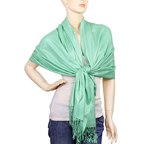 Falari Women's Soft Solid Color Pashmina Shawl Wrap Scarf, for Wedding, Bridesmaid Gifts, Evening Dress - color: Mint