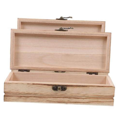 Mobestech 2pcs Unfinished Wooden Keepsake Box Hinged Lid Rectangular Storage Organizer for Crafts Jewelry and Home Decor Versatile and Elegant Design for Projects