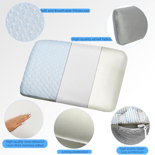 Crisonky Travel and Camping Pillow- Compressible Medium Firm Memory Foam Pillow with Carry Bag for Backpacking & Airplane, Lumbar Support. Breathable Cooling Fabric, Washable Pillowcase (Wathet Blue) - color: Wathet Blue